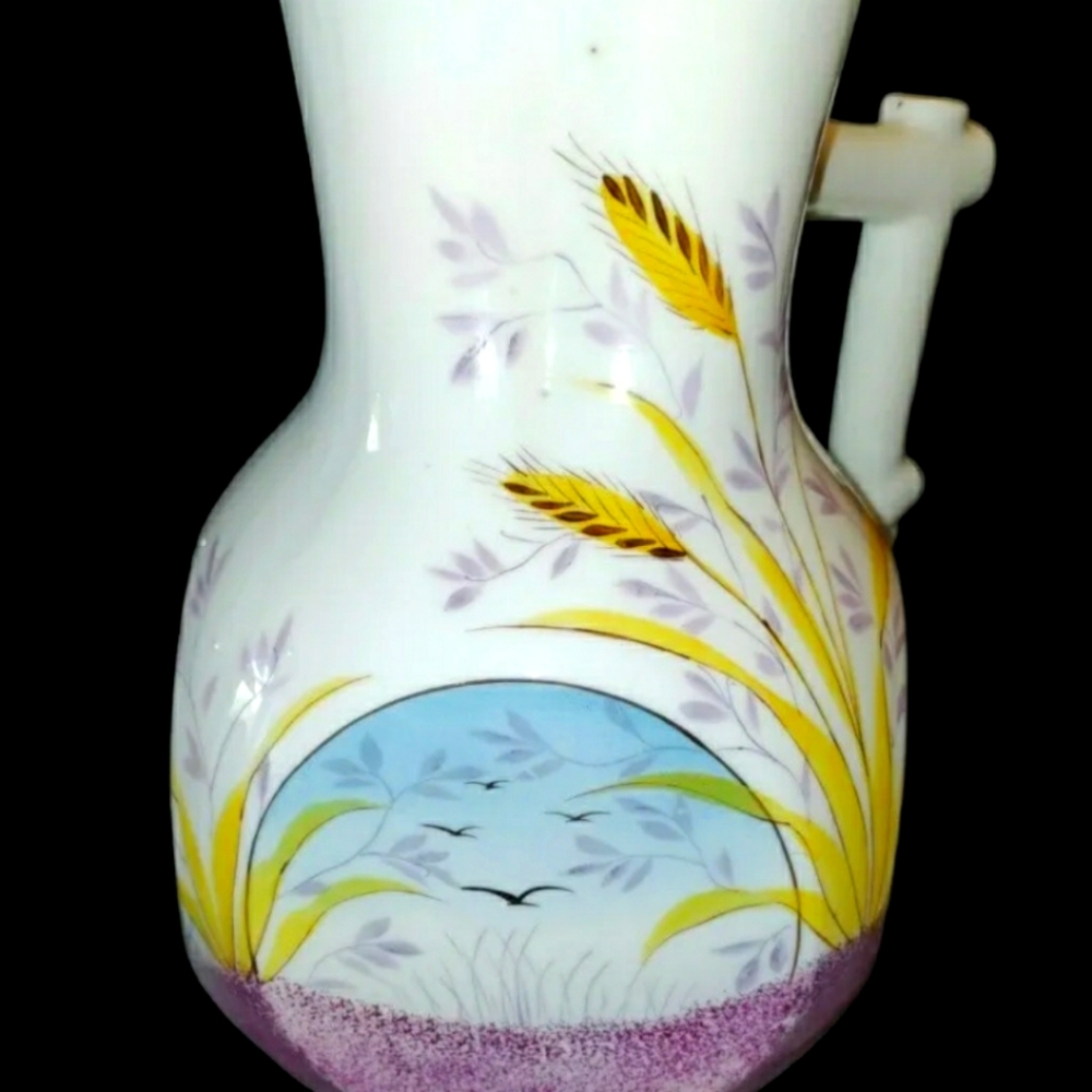 Aesthetic Movement Jug Pitcher‎ English Mid Victorian Floral Hand Painted 1880s